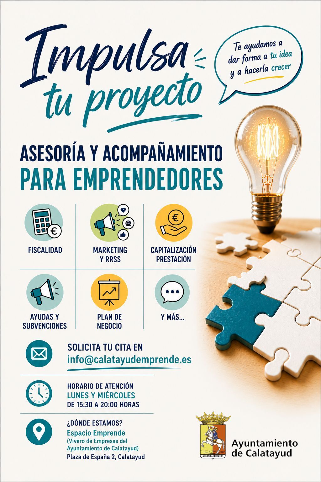Cartel informativo Impulsa tu proyecto Calatayud